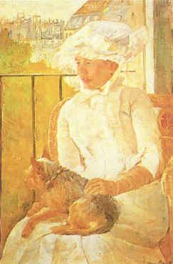 Mary Cassatt Woman with Dog  ghgh Norge oil painting art